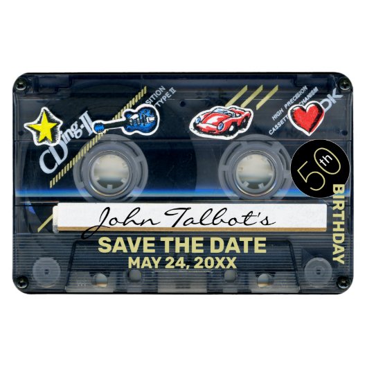 レトロT3 Audiotape 50th birthday Save The Date FPM マグネット (横)