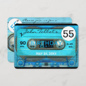 レトロT4オーディオテープ55thバースデーパーティーへの招待 招待状 (正面/裏面)
