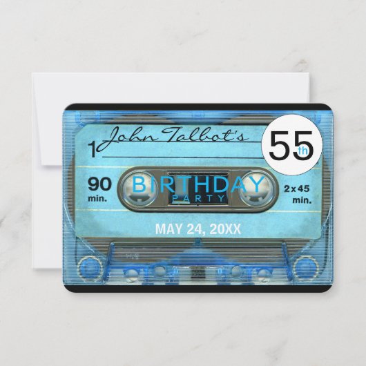 レトロT4オーディオテープ55thバースデーパーティーへの招待 招待状 (正面)
