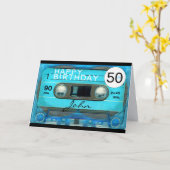 レトロT4 Audiotape 50th birthday recto-verso名前 カード (黄色い花)