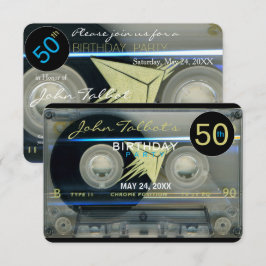 レトロT5カセットテープ50th誕生日パーティーInv 招待状