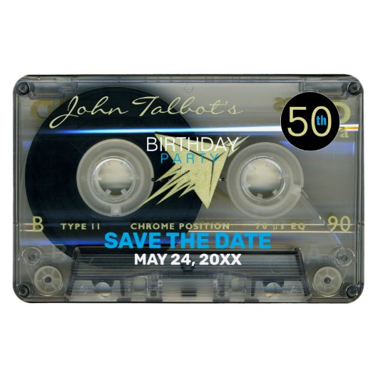レトロT5 Audiotape 50th birthday Save the Date FPM マグネット (横)
