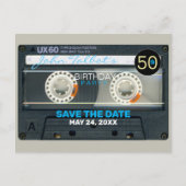 レトロT6オーディオテープ50th誕生日パーティーはがき インビテーションポストカード (正面)