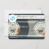 レトロT6オーディオテープ55歳誕生日パーティーの招待 招待状 (裏面)