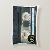 レトロT6オーディオ録音カセット50th誕生日A枕 アクセントクッション (裏面(縦))