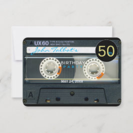レトロT6カセットテープ50th誕生日パーティーInv 招待状