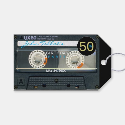 レトロT6 Audiotape 50th誕生日ありがとうギフトT ギフトタグ (正面(横))