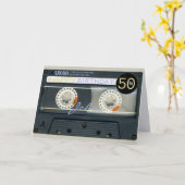 レトロT6 Audiotape 50th birthday recto-verso名 カード (黄色い花)