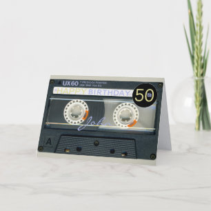 レトロT6 Audiotape 50th birthday recto-verso名 カード