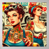 レトロTattooピンアップ漫画 ポスター (正面)