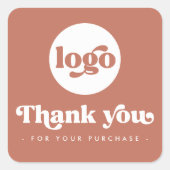 レトロterracotta brown追加ロゴビジネス感謝していユーザ スクエアシール (正面)