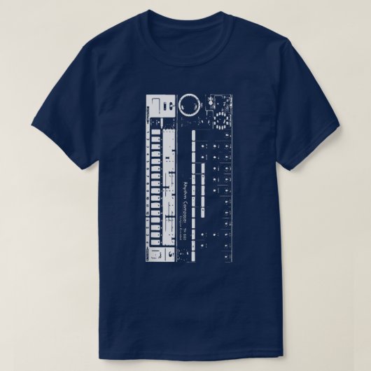 レトロTR808シンセサイザEDMダンスミュージックミュージシャン Tシャツ (デザイン正面)