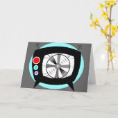 レトロTVとテストパターン カード (黄色い花)
