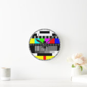 レトロTVのテレビテストスクリーンの柱時計 ラウンド壁時計 (ホーム)