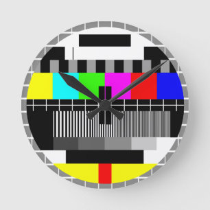 レトロTVのテレビテストスクリーンの柱時計 ラウンド壁時計