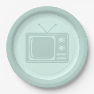 レトロTVカスタムカラクラシックーテレビ ペーパープレート