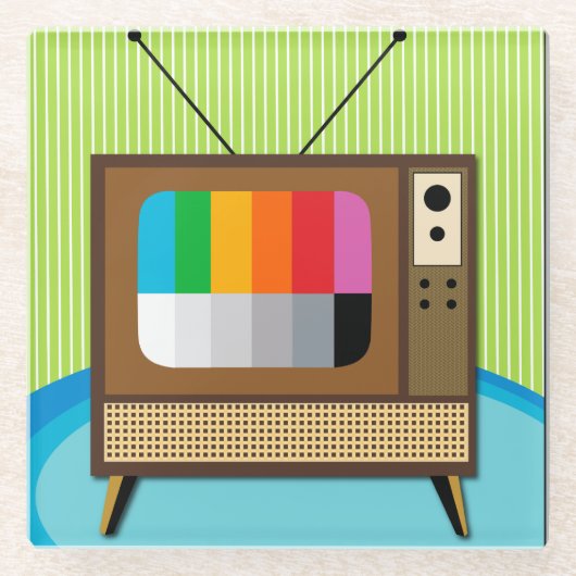 レトロTVタイムコースター ガラスコースター (正面)