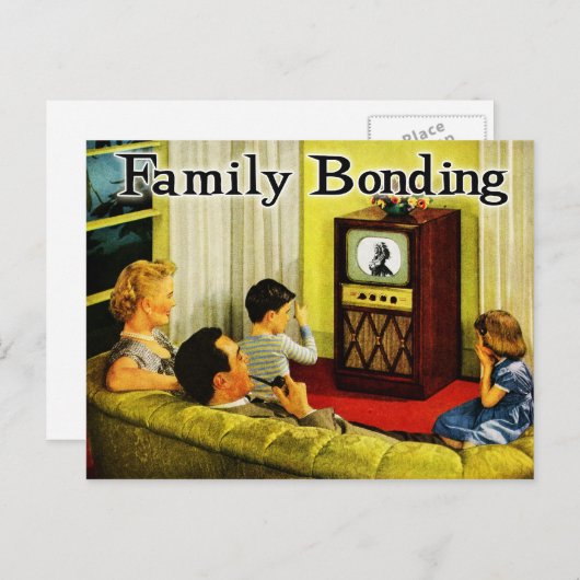 レトロTV家族の郵便はがき(家族の結合) ポストカード (正面/裏面)