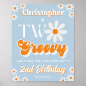 レトロTwo Groovy Boys 2nd Birthday Welcome ポスター (正面)