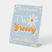 レトロTwo Groovy Boys 2nd Birthday Welcome 台座サイン (正面)