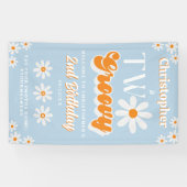 レトロTwo Groovy Boys 2nd Birthday Welcome 横断幕 (横)