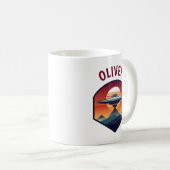 レトロUFOアットサンセットパーソナライズされた コーヒーマグカップ (正面右)