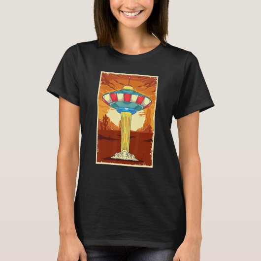 レトロUFOエイリアン誘拐SF宇宙人 Tシャツ (正面)