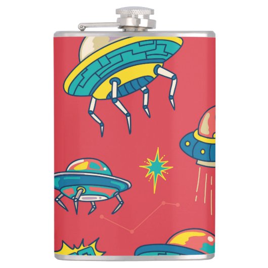 レトロUFO宇宙インベーダー フラスク (正面)