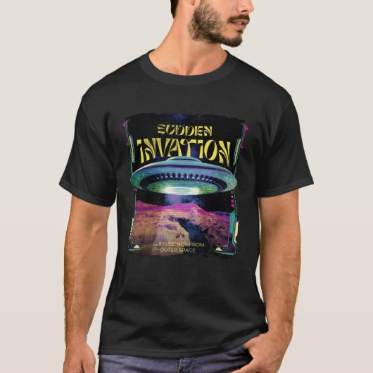 レトロUFO宇宙UFOの征服者とエイリアンベリー Tシャツ (正面)