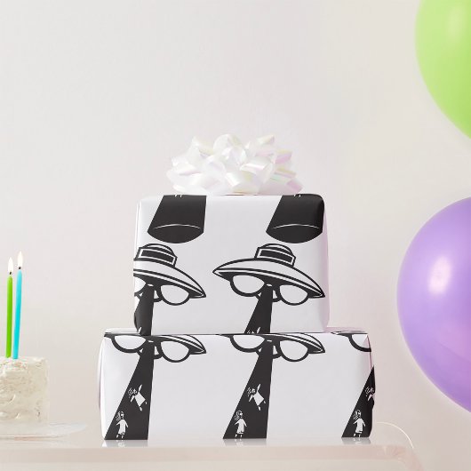 レトロUFO誘拐図エイリアンSci-Fi ラッピングペーパー