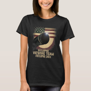 レトロUSフラグ太陽の合計Eclipse表示チーム202 Tシャツ