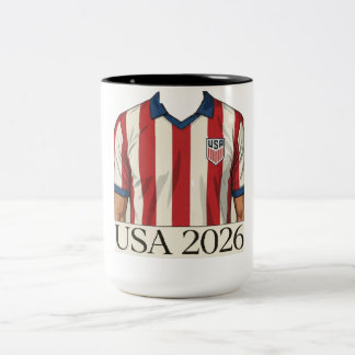 レトロUSAサッカージャージスタイル愛国赤白 ツートーンマグカップ