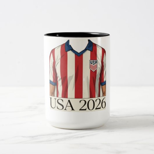 レトロUSAサッカージャージスタイル愛国赤白 ツートーンマグカップ (中央)