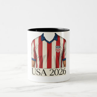 レトロUSAサッカージャージスタイル愛国赤白 ツートーンマグカップ