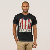 レトロUSAサッカージャージスタイル愛国赤白 Tシャツ (正面フル)