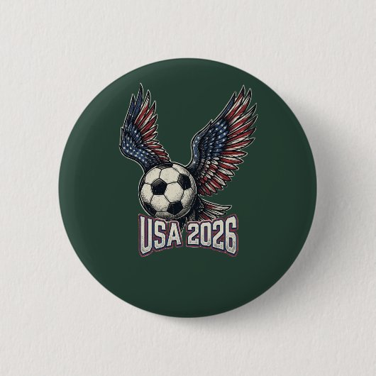 レトロUSAサッカー2026イーグルウィングTシャツ 缶バッジ (正面)
