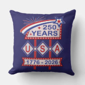 レトロUSA建国250周年マーキーデザイン 1776-2026 クッション (正面)