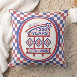 レトロUSA建国250周年マーキーデザイン 1776-2026 クッション