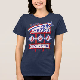 レトロUSA建国250周年マーキーデザイン 1776-2026 トライブレンドTシャツ