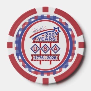 レトロUSA建国250周年マーキーデザイン 1776-2026 ポーカーチップ