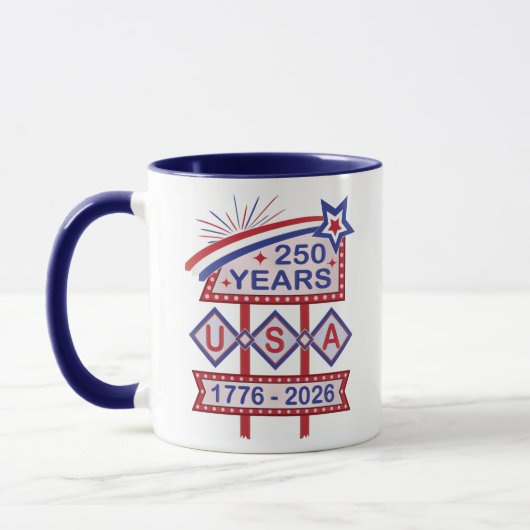 レトロUSA建国250周年マーキーデザイン 1776-2026 マグカップ (左)