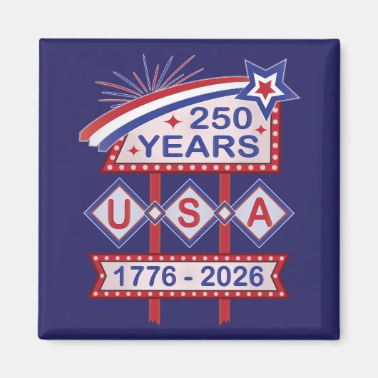 レトロUSA建国250周年マーキーデザイン 1776-2026 マグネット (正面)
