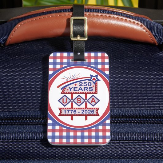 レトロUSA建国250周年マーキーデザイン 1776-2026 ラゲッジタグ (正面インサイチュ2)