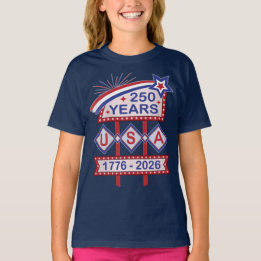 レトロUSA建国250周年マーキーデザイン 1776-2026 Tシャツ