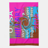 レトロUSA強く一緒に抽象芸術アートプリント キッチンタオル (縦)