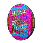 レトロUSA強く一緒に抽象芸術アートプリント ダーツボード (正面右)