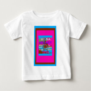 レトロUSA強く一緒に抽象芸術アートプリント ベビーTシャツ