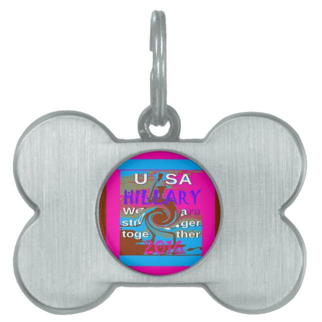 レトロUSA強く一緒に抽象芸術アートプリント ペットネームタグ (正面)