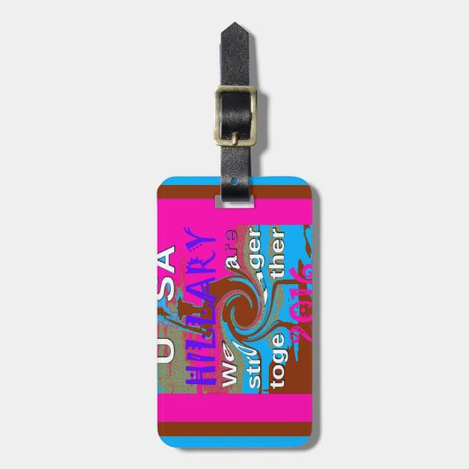 レトロUSA強く一緒に抽象芸術アートプリント ラゲッジタグ (正面縦)