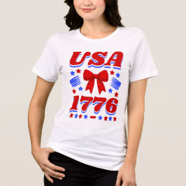 レトロUSA1776赤ギンガムボウタイTシャツ トライブレンドTシャツ